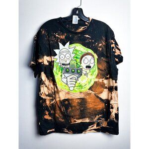 Rick & Morty Portal Graphic Tie Dye T Shirt Large Men Black Green